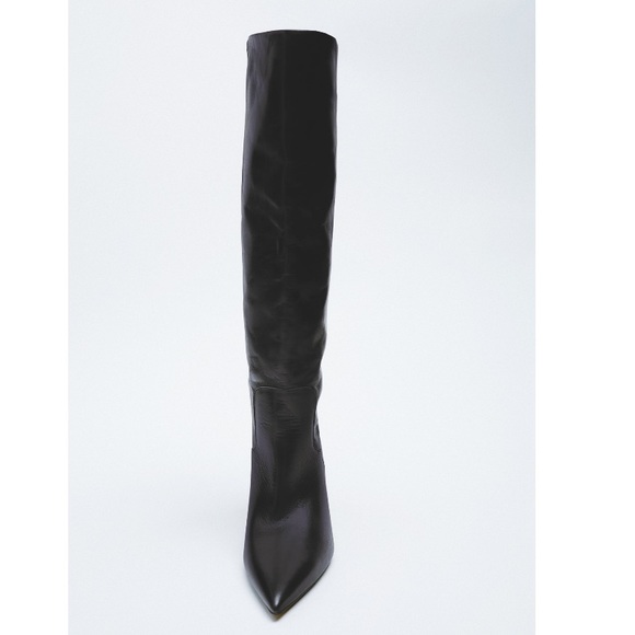 NEW! Zara Heeled Leather Knee Boots - Picture 3 of 14